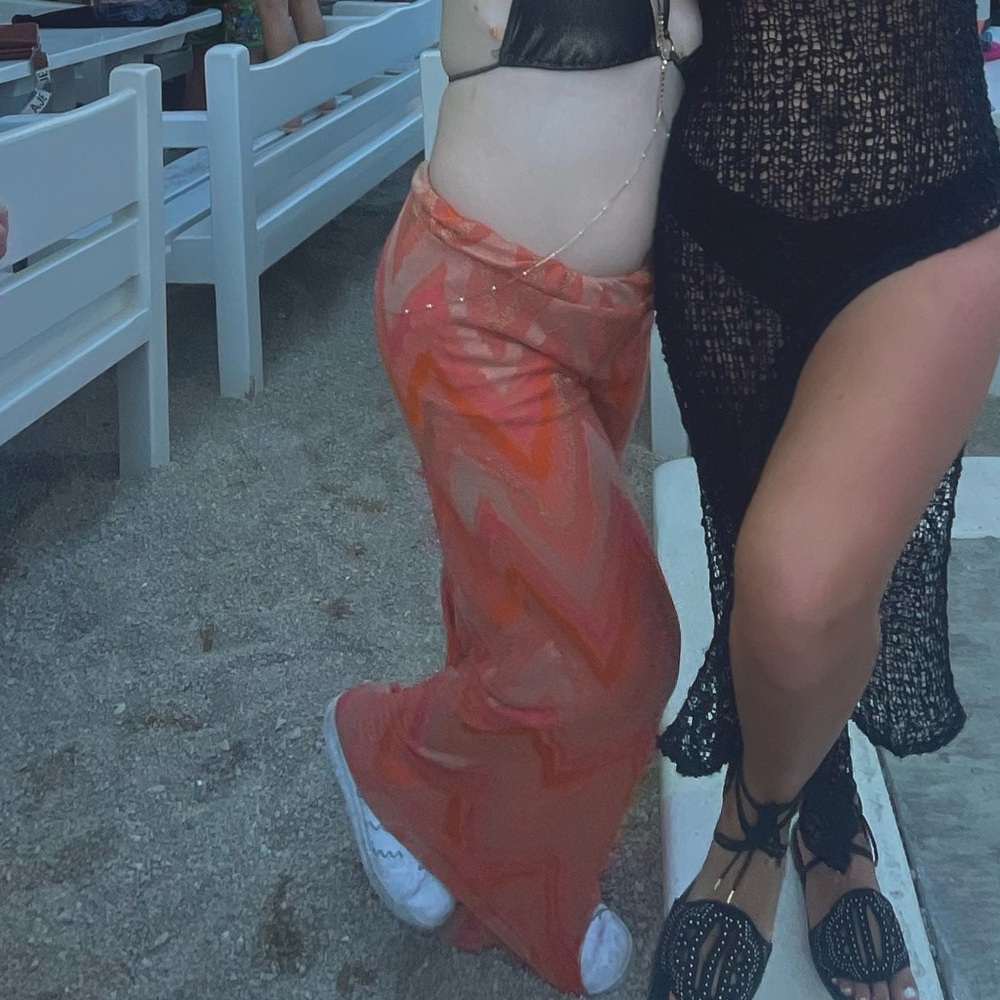 Orange Summer Festival Wide-Leg Pants